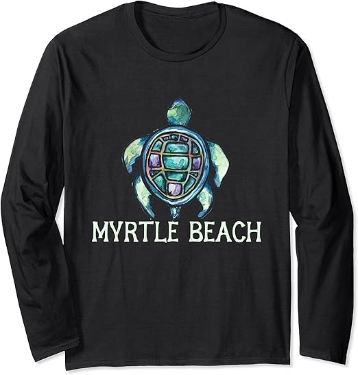 Myrtle Beach Sea Turtle Art Long Sleeve TShirt Amazon.co.uk Fashion